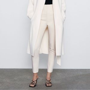 🔥 ZARA High Rise Cigarette Pant Ecru NWT